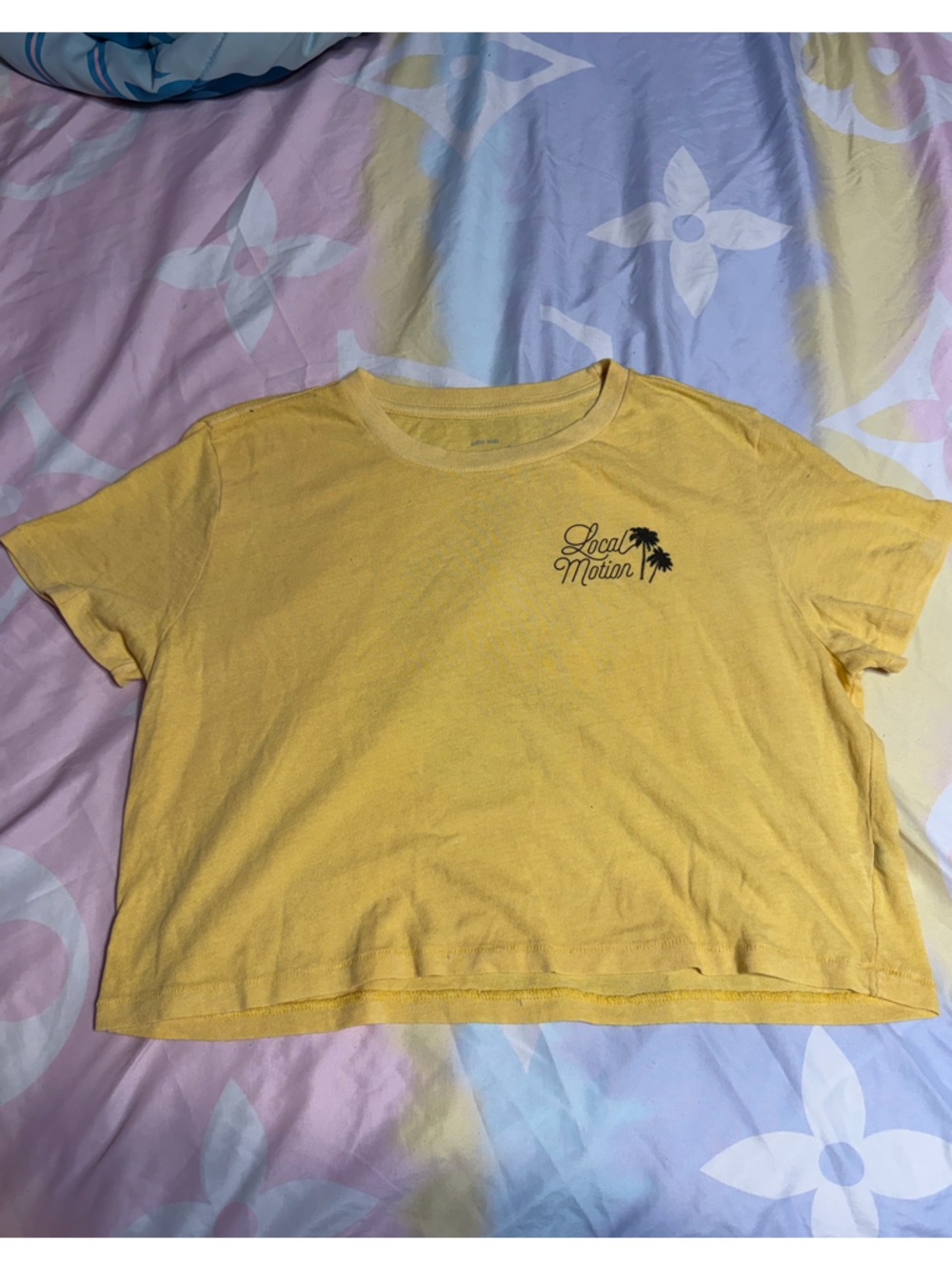 Local Motion Yellow Graphic Crop Tee - Picture 2 of 2